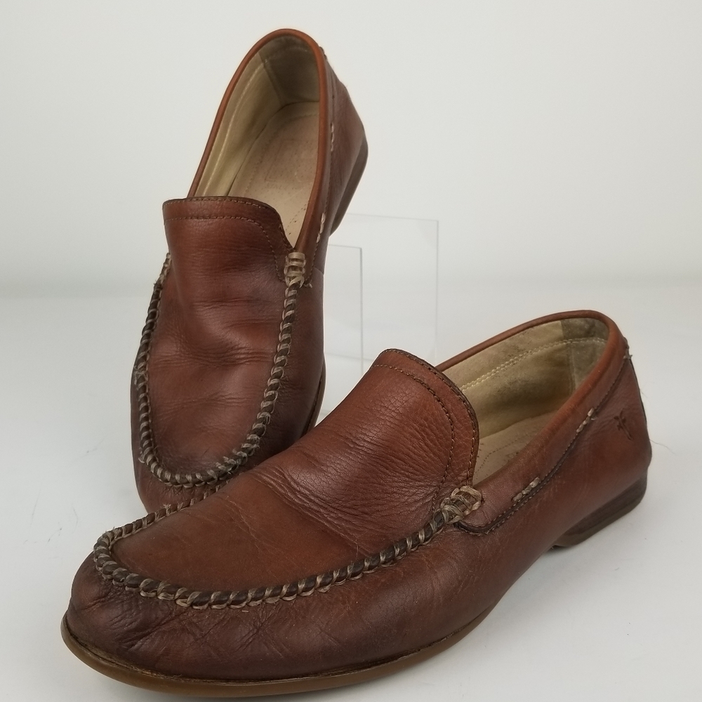 Frye Lewis‎ Venetian Driving Loafers Brown Leather Slip On Shoes Mens 8